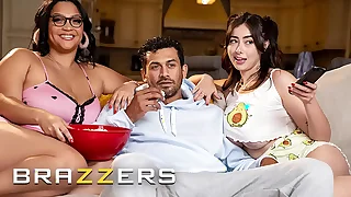 BRAZZERS - Ashlyn Peaks & Chloe Hallucinative Invite Their Crush Be fitting of A Movie Night But Soon Turns To A Steamy Threesome